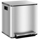 HOMCOM 2 x 15L Double Kitchen Bin, Pedal Bin Soft-Close Lid, Silver Tone