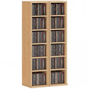 HOMCOM Set of 2 CD Storage Units DVD Shelf with Adjustable Shelves, Natural