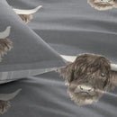Fusion Highland Cow Duvet Cover Set in Grey