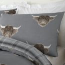 Fusion Highland Cow Duvet Cover Set in Grey