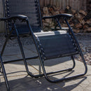Set of 2 Black Multi Position Textoline Zero Gravity Garden Relaxer Chair Lounger