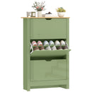 HOMCOM 18-Shoe Storage Cabinet 6 Shelves 3 Drawers Tabletop High Gloss Green