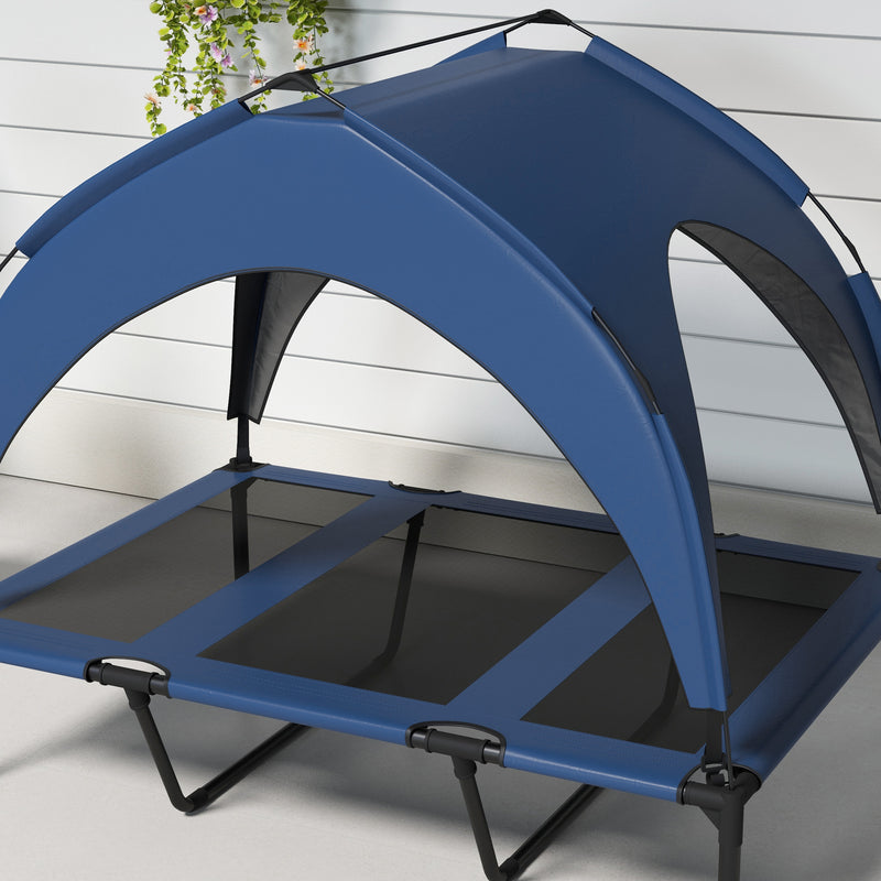 PawHut Cooling Raised Dog Bed w/ Breathable Mesh, for L Dogs - Dark Blue