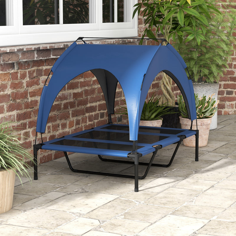 PawHut Cooling Raised Dog Bed w/ Breathable Mesh, for L Dogs - Dark Blue