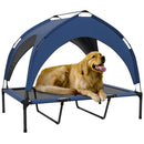 PawHut Cooling Raised Dog Bed w/ Breathable Mesh, for L Dogs - Dark Blue