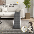 PawHut Pet Ramp for Dogs Cats with Non-Slip Carpet for Bed Sofa, White
