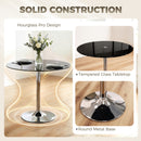 HOMCOM Round Bar Table, Dining Table With Tempered Glass Top And Steel Frame