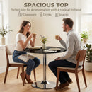 HOMCOM Round Bar Table, Dining Table With Tempered Glass Top And Steel Frame