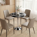 HOMCOM Round Bar Table, Dining Table With Tempered Glass Top And Steel Frame