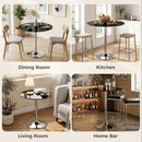 HOMCOM Round Bar Table, Dining Table With Tempered Glass Top And Steel Frame