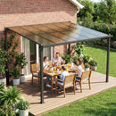 Outsunny 3.6 X 3 M Lean To Garden Pergola With Drainage Gutters, Dark Grey
