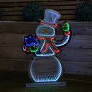 76cm Infinity Light up Standing Snowman Christmas Decoration with Multi-Coloured LEDs on Metal Base