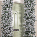 8ft (2.52m) Slimline Single Door Artificial Snow Flocked Christmas Tree Arch in Green with 2000 Tips