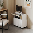 HOMCOM Folding Dining Table, Rolling Drop Leaf Table With Hidden Shelf