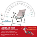Set of 2 Outdoor Garden Patio Multi Position Reclining Folding Chair in Grey