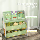 AIYAPLAY Kids Storage Unit with 6 Fabric Drawers & 2-Tier Sling Rack, Green