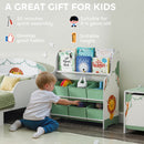 AIYAPLAY Kids Storage Unit with 6 Fabric Drawers & 2-Tier Sling Rack, Green