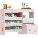 AIYAPLAY Kids Toy Storage Unit With 11 Fabric Bins, 3 Stickers, Pink