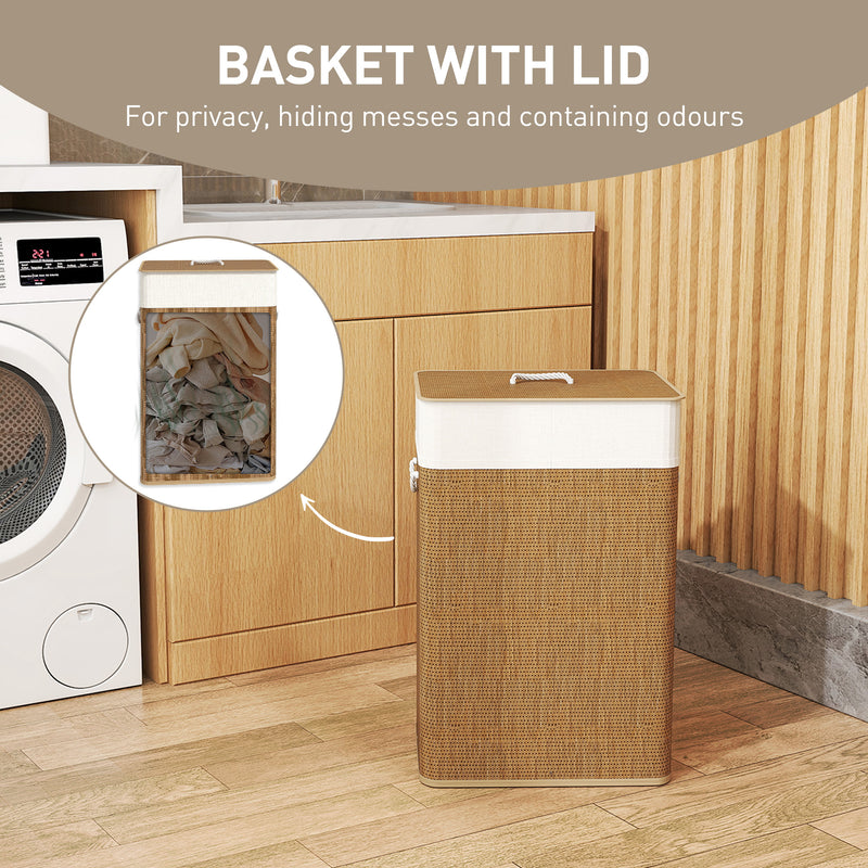 HOMCOM Laundry Hamper With Removable Washable Liner Bag