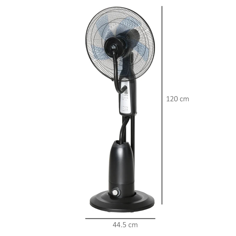 HOMCOM Pedestal Standing Fan with Water Mist Spray 120cm - Black