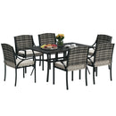 Outsunny 6 Seater Rattan Garden Furniture Set with Cushions