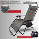 Multi Position Garden Gravity Relaxer Chair Sun Lounger with Sun Canopy in Grey