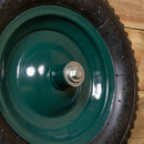Replacement 16" x 4" Pneumatic Heavy Duty Garden Wheelbarrow Wheel & Axel In Green
