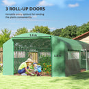 Outsunny Polytunnel Greenhouse with 3 Roll-up Doors, Green