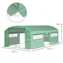 Outsunny Polytunnel Greenhouse with 3 Roll-up Doors, Green