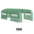 Outsunny Polytunnel Greenhouse with 3 Roll-up Doors, Green