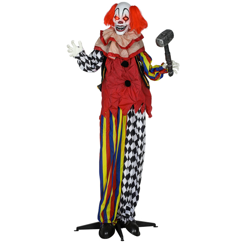 Outsunny Sound Activated Halloween Animatronics Clown with Red Light Up Eyes