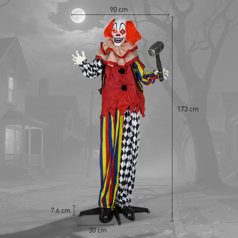 Outsunny Sound Activated Halloween Animatronics Clown with Red Light Up Eyes