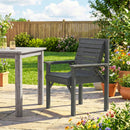 Outsunny Wood Garden Chair Outdoor Dining Chair with Curved Seat, Grey