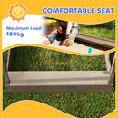 Outsunny Sand Pit with Canopy, Blackboard, Toys, Sink, Seats, Flags for Kids