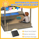 Outsunny Sand Pit with Canopy, Blackboard, Toys, Sink, Seats, Flags for Kids