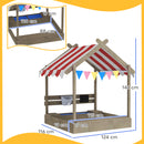 Outsunny Sand Pit with Canopy, Blackboard, Toys, Sink, Seats, Flags for Kids