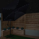 Samuel Alexander 3m Solar Powered Cantilever Lit Banana Garden Parasol With Crank Handle & White LED Lights In Black