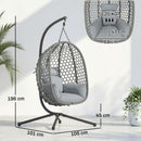 Outsunny Hanging Egg Chair, Rattan Swing Chair with Stand, Dark Grey
