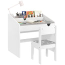 AIYAPLAY Children Study Table and Chair w/ Storage, Pull-out Drawer