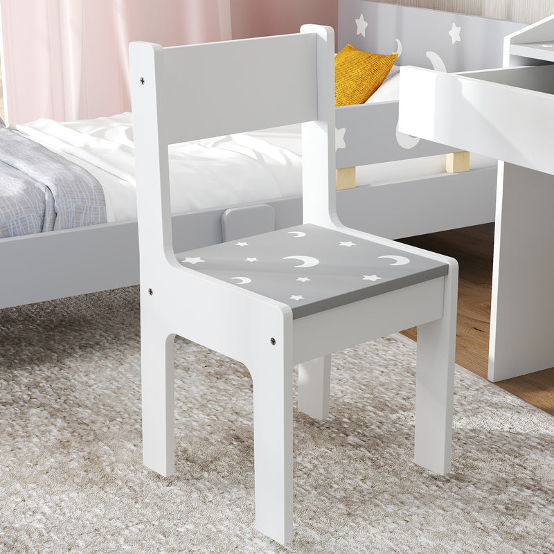 AIYAPLAY Children Study Table and Chair w/ Storage, Pull-out Drawer