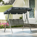 Outsunny Metal Swing Chair 3 Seater Patio Bench w/ Canopy, Dark Grey