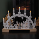 45cm Battery Operated Wooden Christmas Candle Bridge With Reindeer Scene & LEDs