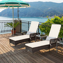 Rattan Sun Lounger With Removable Cushion And Pillow For Outdoor