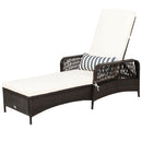 Rattan Sun Lounger With Removable Cushion And Pillow For Outdoor