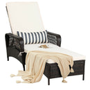 Rattan Sun Lounger With Removable Cushion And Pillow For Outdoor