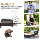 Rattan Sun Lounger With Removable Cushion And Pillow For Outdoor