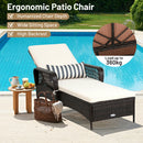 Rattan Sun Lounger With Removable Cushion And Pillow For Outdoor