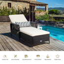 Rattan Sun Lounger With Removable Cushion And Pillow For Outdoor