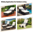 Rattan Sun Lounger With Removable Cushion And Pillow For Outdoor