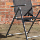 Outdoor Garden Patio Multi Position Reclining Folding Chair in Black and Silver